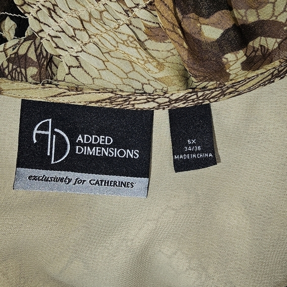 Added Dimensions for Catherine's size 5X animal print blouse - Picture 3 of 11